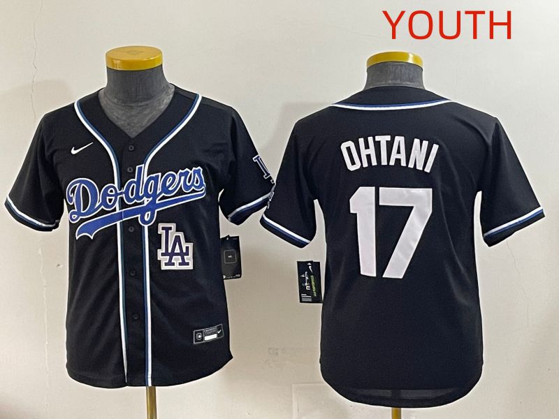Youth 2025 Los Angeles Dodgers #17 Ohtani Black Three generations Fashion Nike MLB Jersey style 12->youth mlb jersey->Youth Jersey